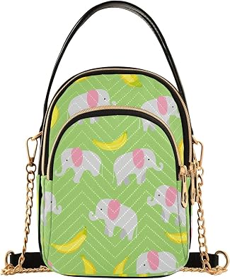 Banana Fruit Pattern Chartreuse Small Crossbody Purse Bag for Women Mini Cell Phone Shoulder Bags with Credit Card Slots