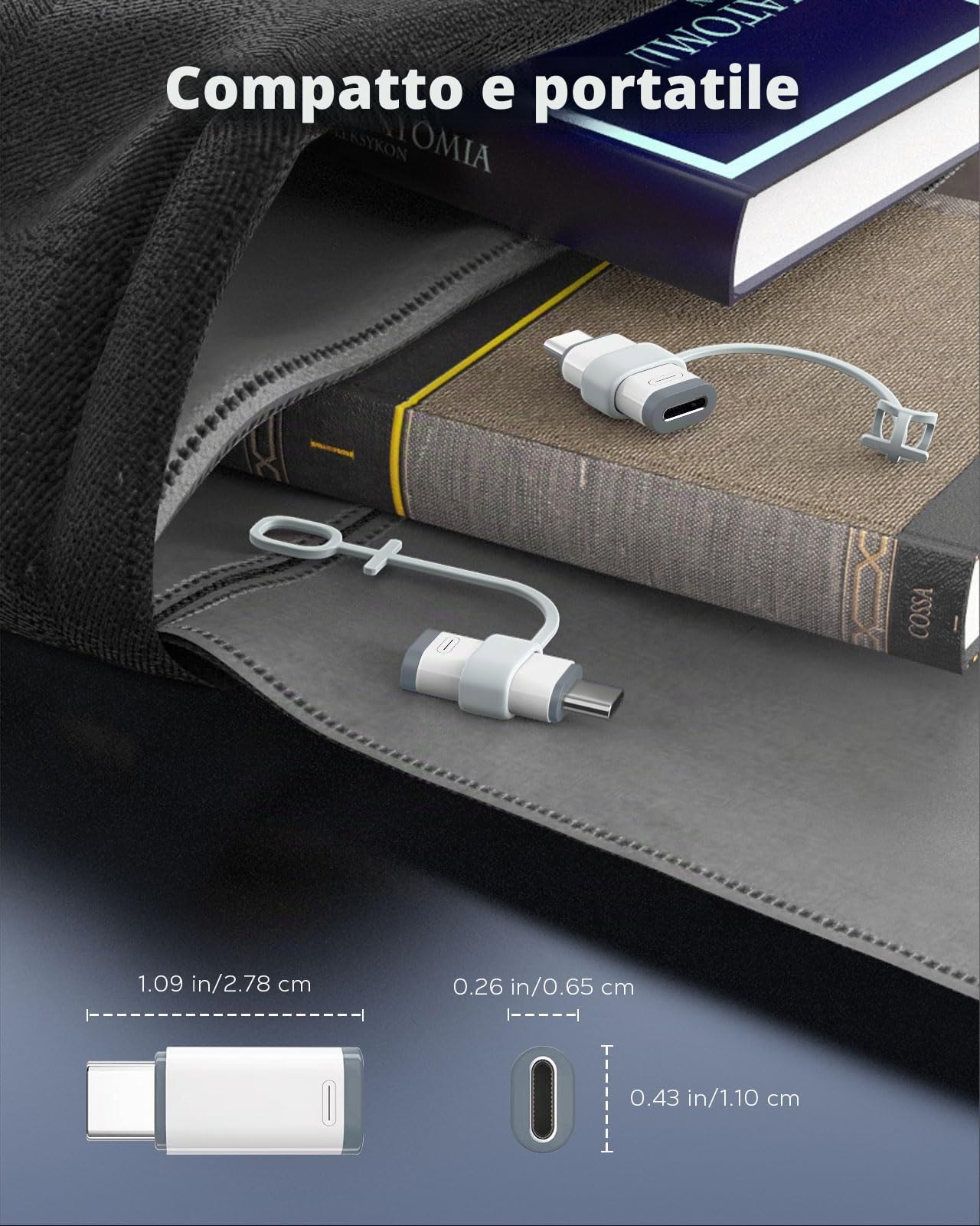 MoKo Adattatore da Lightning a USB C per iPhone 17 Air 16 16e 15 Pro Max Plus, 4 Pezzi, Bianco+Grigio