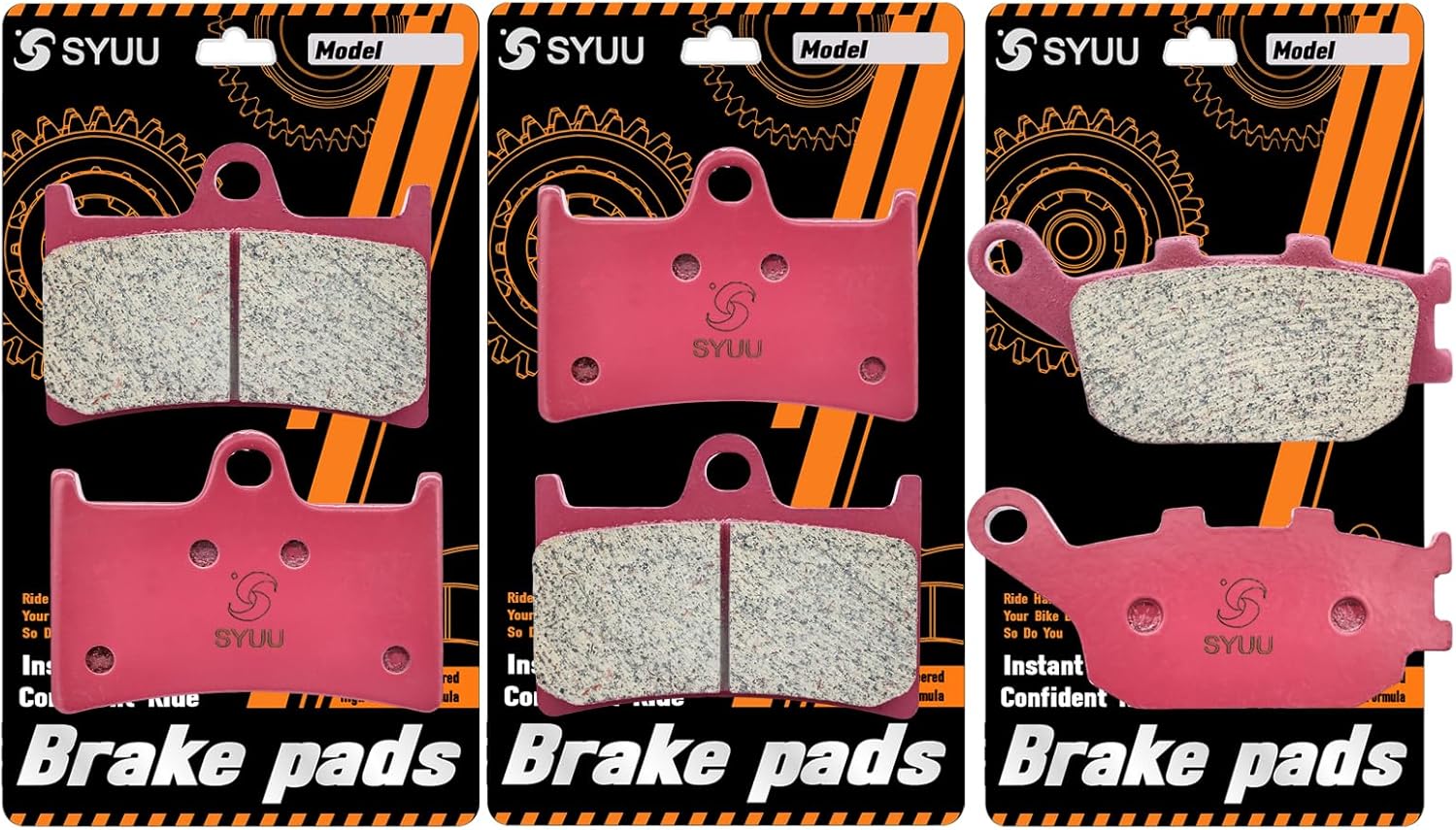 S SYUU Ceramic Motorcycle Brake Pads Set - Front & Rear - High-Performance, Low Noise Compatible with Yamaha YZF R6 600 2003-2015 YZF R1 1000 2004-2006 FZ6 2007-2009 - Easy Installation FA252F FA174R