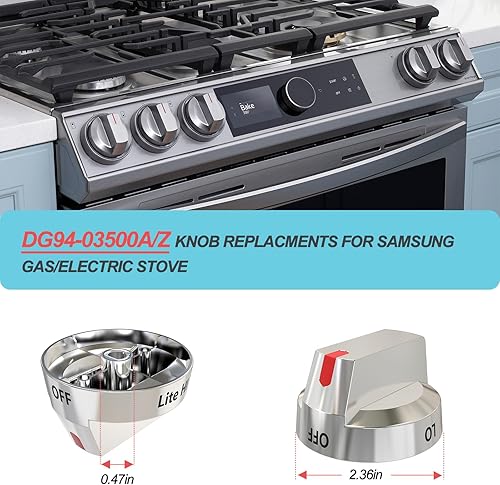 Miniatura 3 de DG94-03500AZ (5 piezas) para reemplazo de perilla de estufa de gas Samsung, DG94-03500U es compatible con los modelos NX60T8111SS, NX60T8311SS,