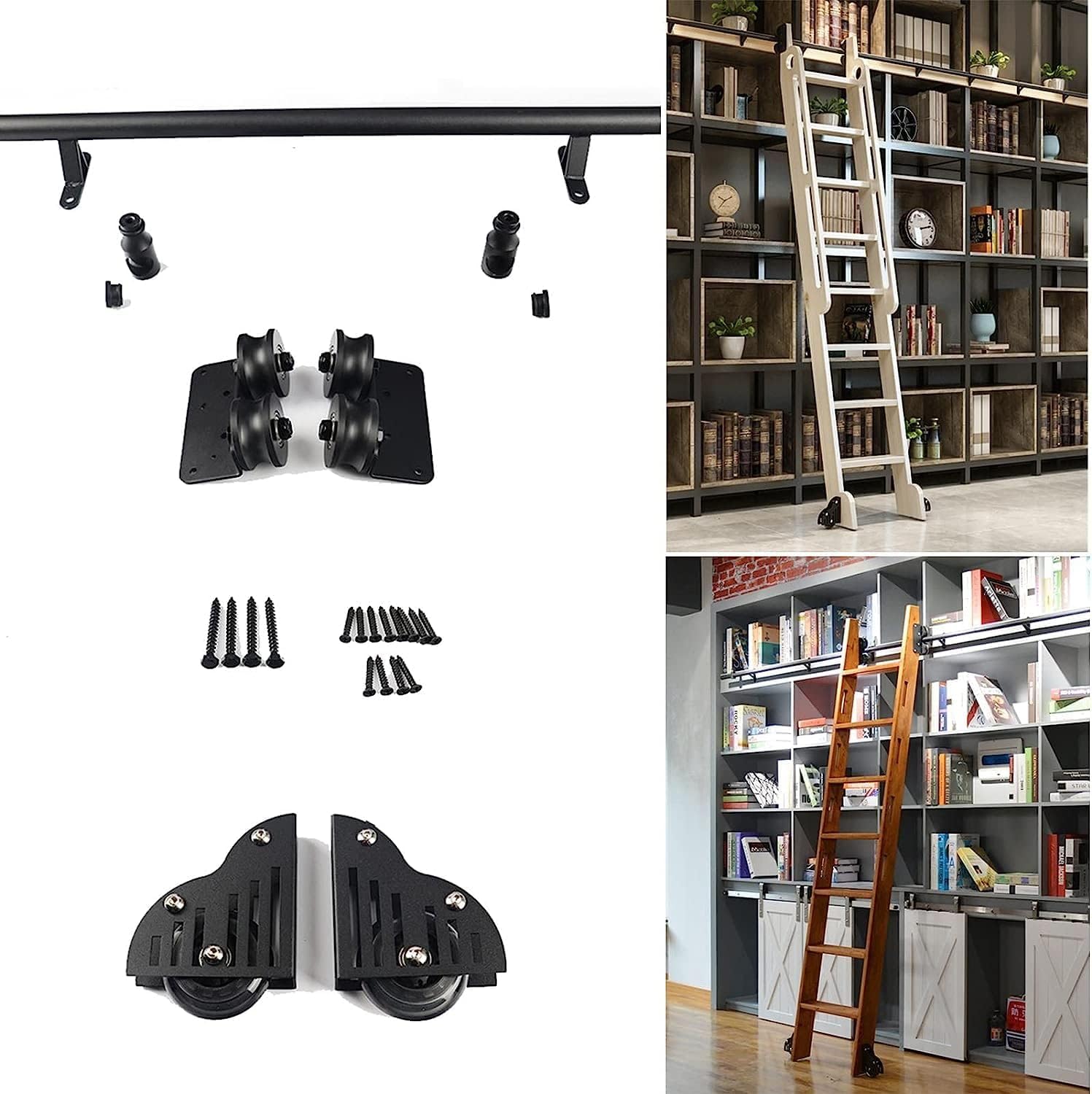 Matériel de rail pour échelle roulante de bibliothèque et kit de quincaillerie de placard 5m