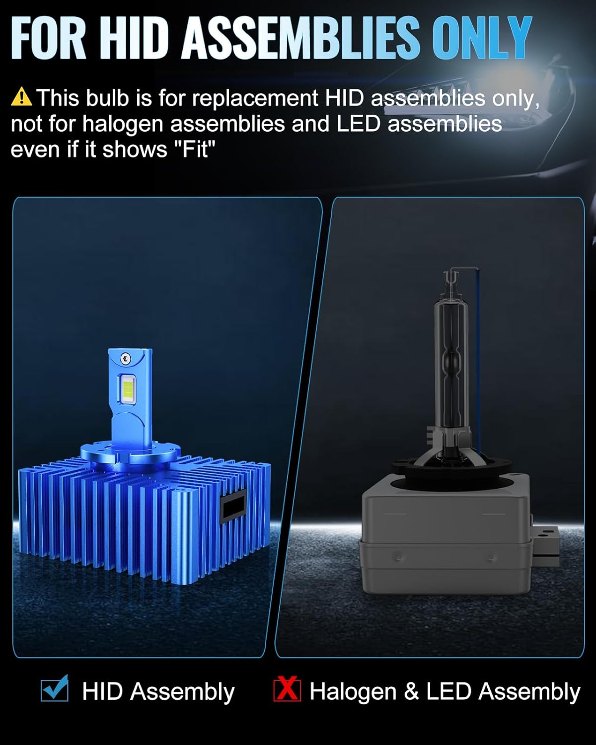 Marsauto D5S D5R HID Bulbs,6000K Cold White for HID Assembly, Plug and Play, Pack of 2