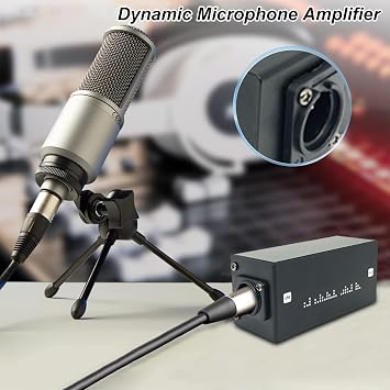 Mic Booster for Dynamic - Lossless Mic Booster 28dB Gain Microphone Preamp | Low Noise Inline Mic Preamp Active Microphone Preamplifier for Podcast