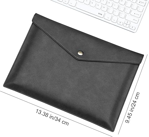 Miniatura 17 de VANRA Carpetas de archivo de piel sintética A4, soporte para documentos, sobre impermeable, organizador de archivos para tamaño carta con cierre