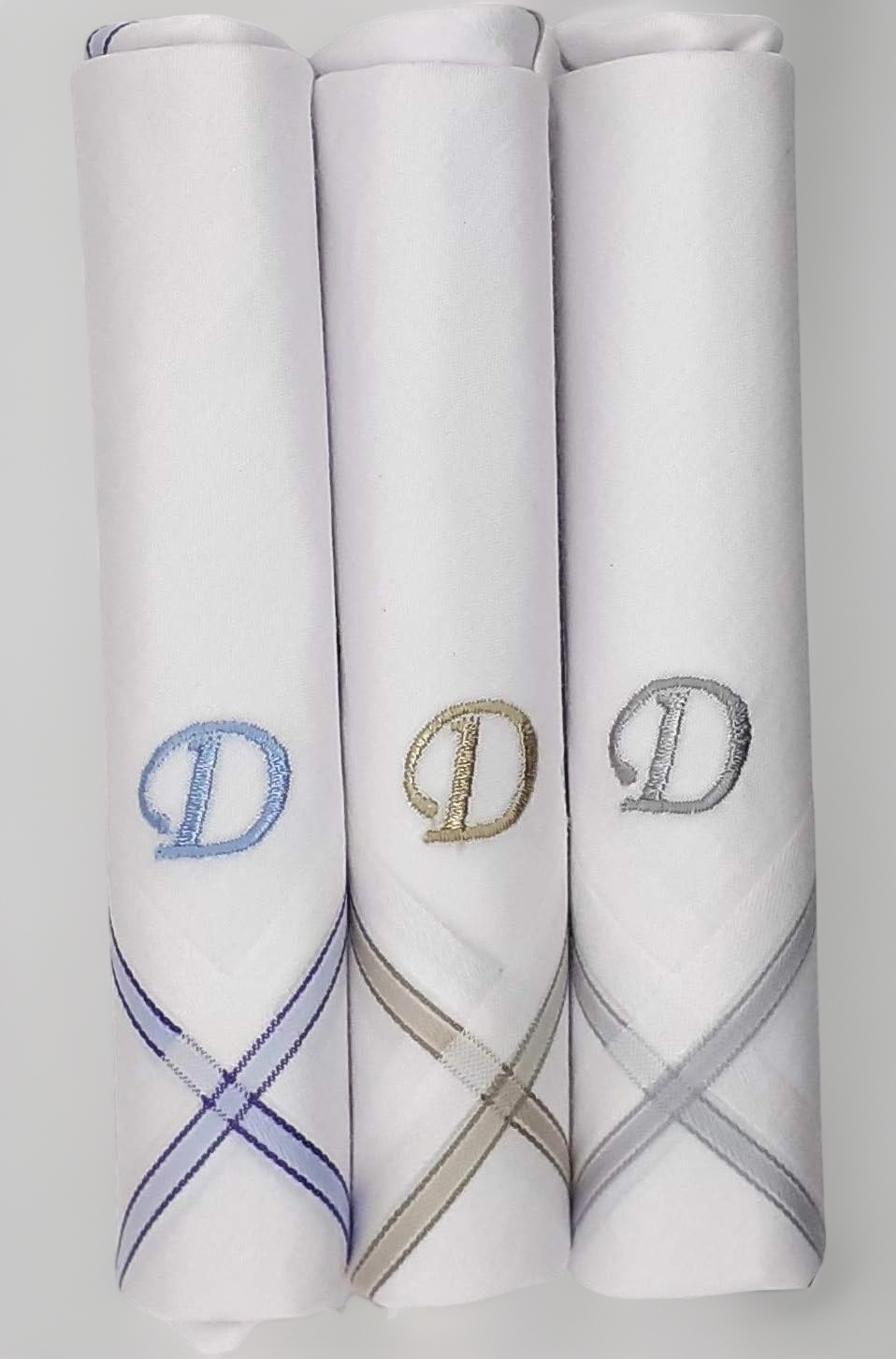 Concerto Men's Fine Cotton (White) Embroidered Initial Handkerchief (Pack of 3) (Size 48 cms * 48 cms) - (A-Z)