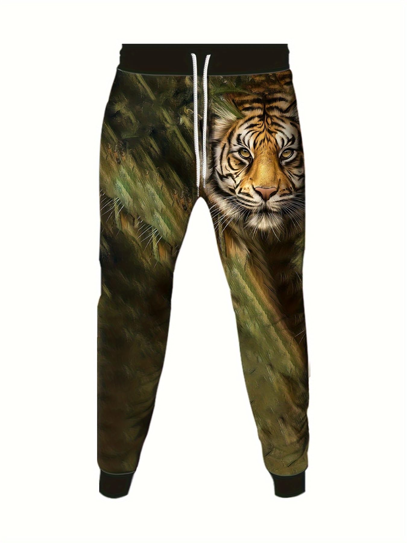 Set tuta da uomo con cappuccio e pantaloni della tuta con stampa tigre 3D, alla moda, felpa con cappuccio e pantaloni, set da 2 pezzi, tuta da jogging da uomo