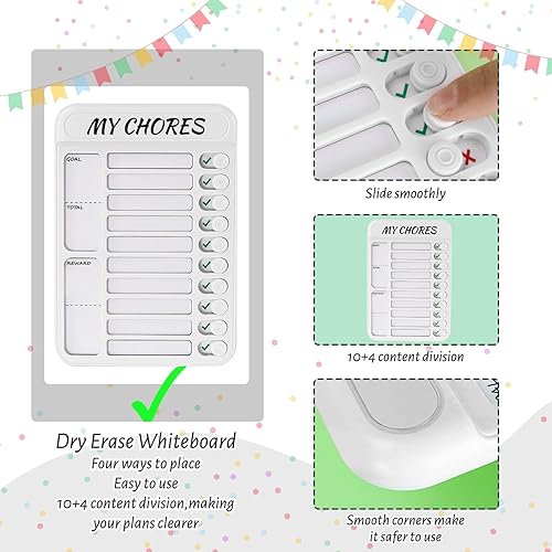 Miniatura 4 de Tabla de tareas de borrado en seco para niños, pizarra magnética de lista de verificación, tablero de lista de tareas reutilizables, planificador de