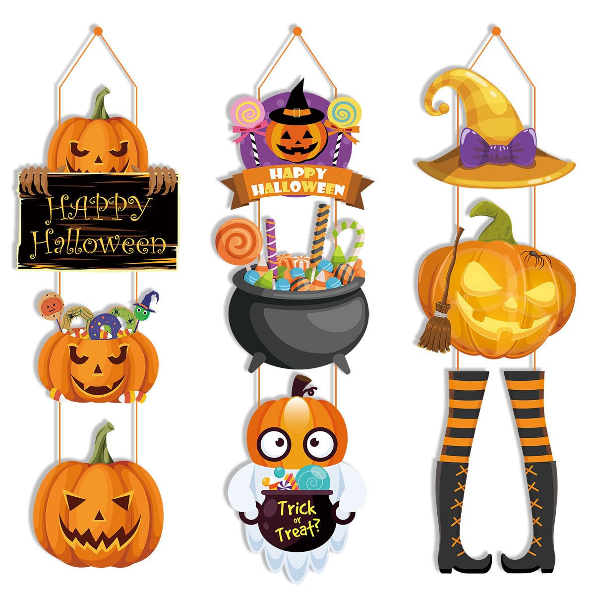 Halloween Türbanner 180x30 Cm (2 Stück) - Niedliches Geister-Design, Wetterfestes Oxford-Material Für Haustür & Party
