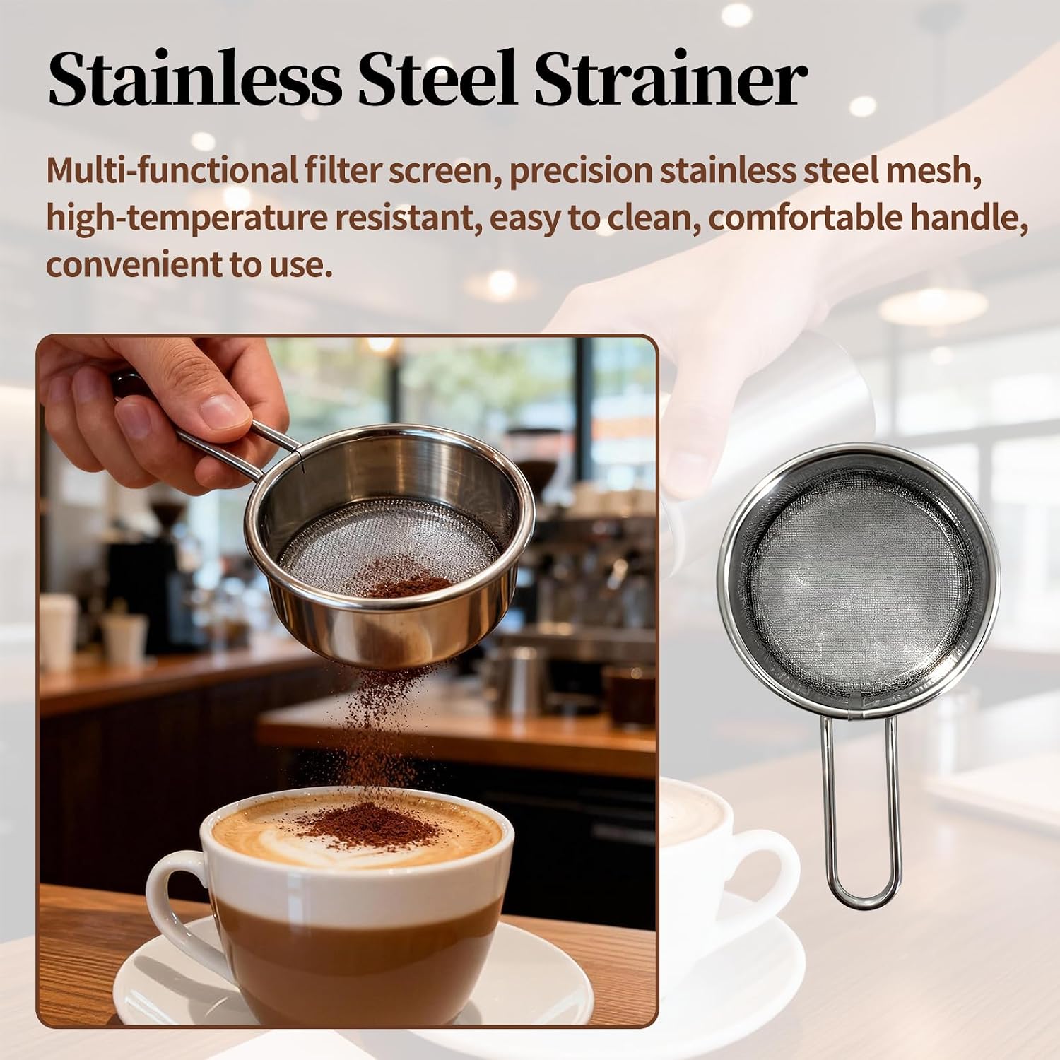 3 Pcs Stainless Steel Flour Shakers for Home Baking and Coffee Bar Use