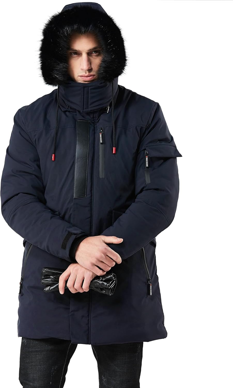 WEEN CHARM Men's Warm Parka Ski Jacket Water Resistant Puffer Jacket Long Winter Coat with Removable Faux Fur Hood - Image 2
