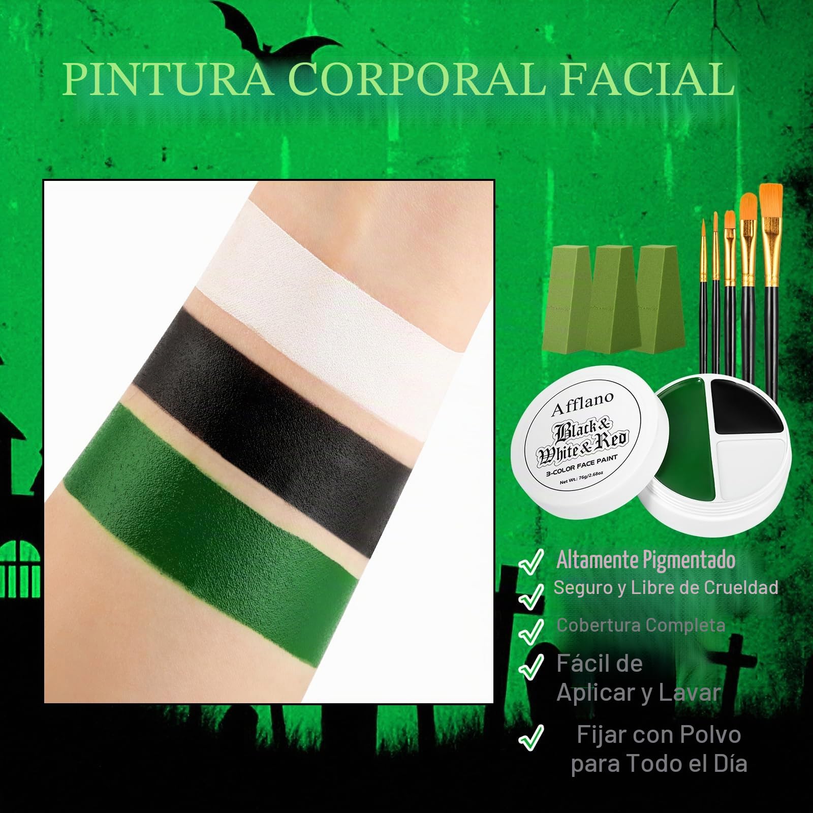 Kit De Maquillaje Halloween Blanco Y Negro – Pintura Facial Profesional De Efectos Especiales Para Cosplay Y Fiestas