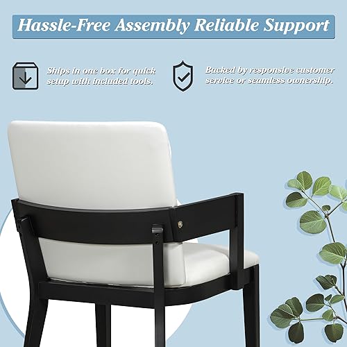 Miniatura 8 de Modern Wood & Glossy PU Leather Upholstered Dining Chairs Set of 2, Table & Chair Sets, Desk Chair for Home Office Restaurant,Black-2set
