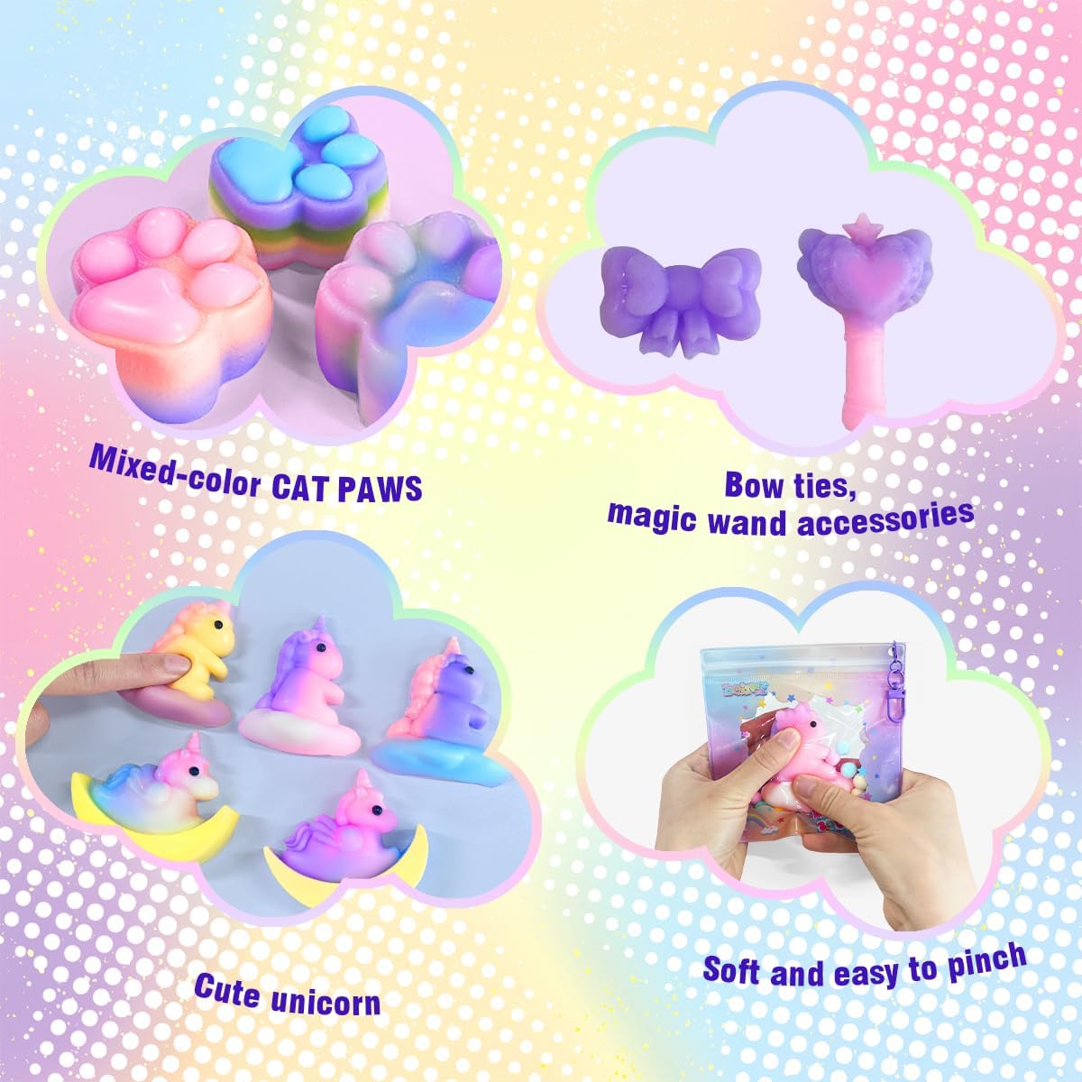 Taba Squishy Maker Kit, Make Your Own Squishies Unicorn&Cat Paw with Silicone and Molds, DIY Stress Relief Novelty Squeeze Toys for Kids Party Birthday Gifts
