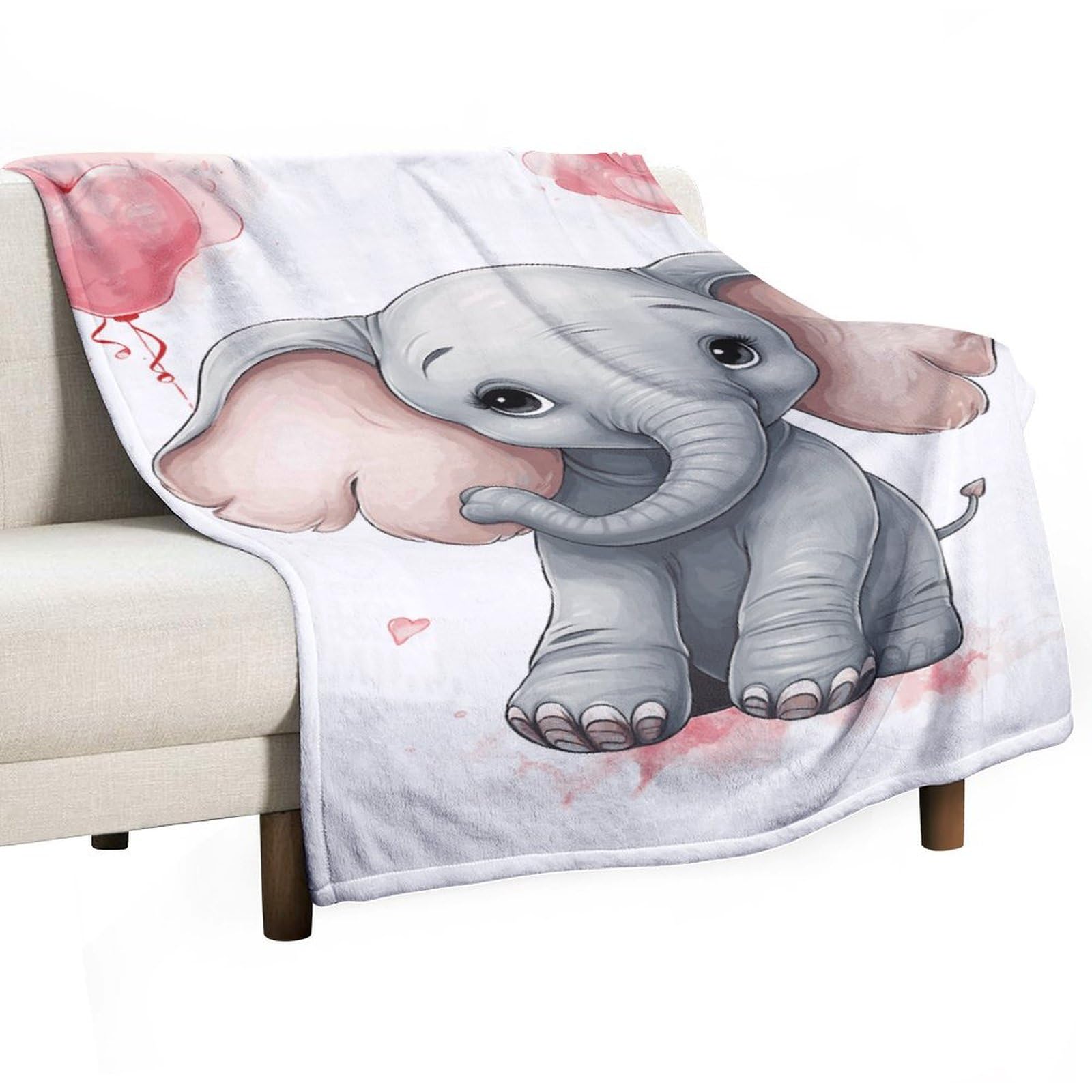 Couverture bébé éléphant en flanelle 100x150cm pour lit et canapé