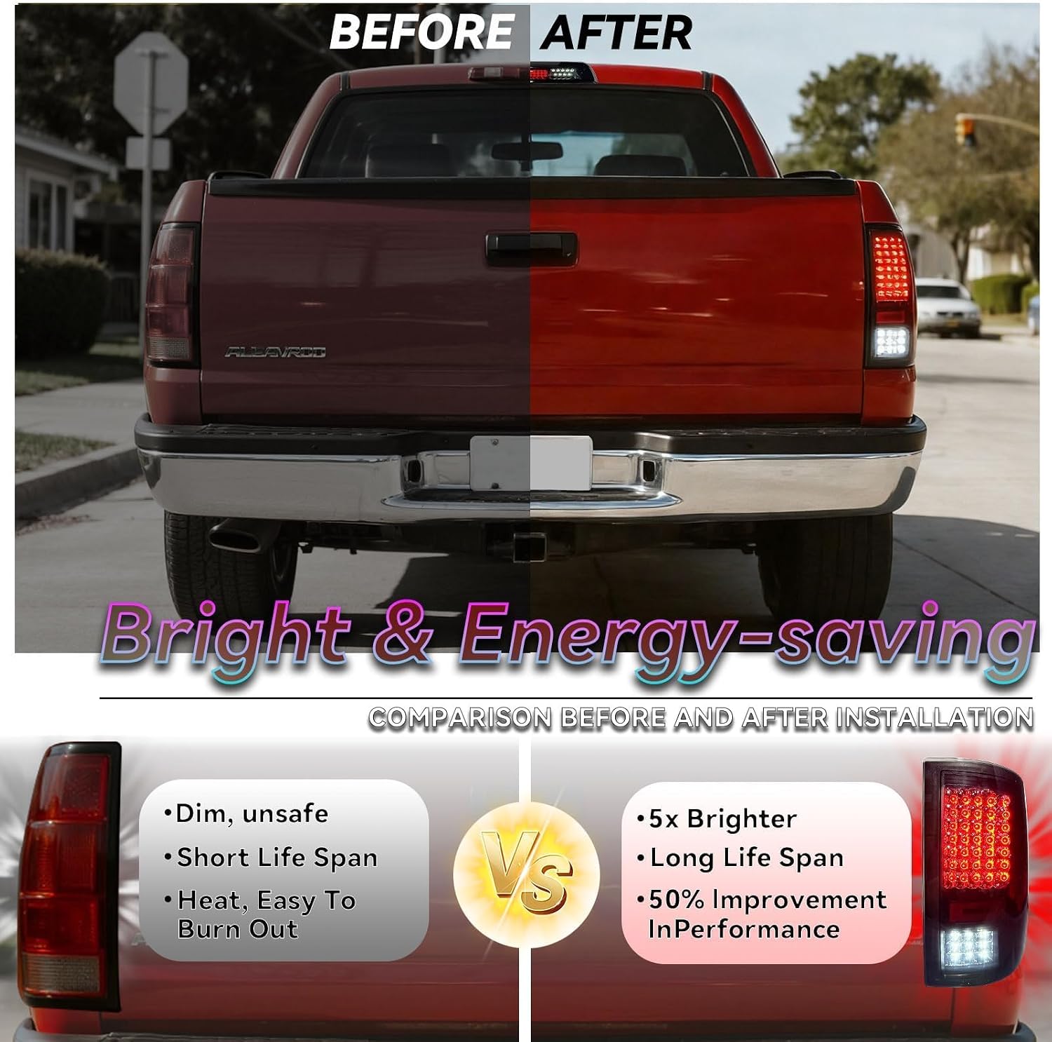 All-in-One LED Tail Light + 3rd Third Brake Cargo Lamp for Dodge Ram 1500 2009-2018, for Dodge Ram 2500 & 3500 2010-2018，Only fit Factory Halogen Model NOT fit LED version