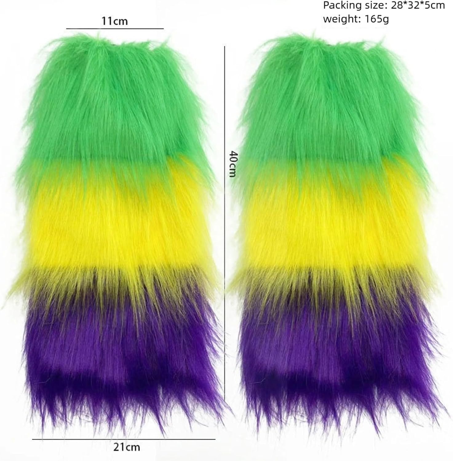 St Patricks Day Leg Warmers Furry Leg Sleeves 80s Boot Socks for Women Mardi Gras Rave Party