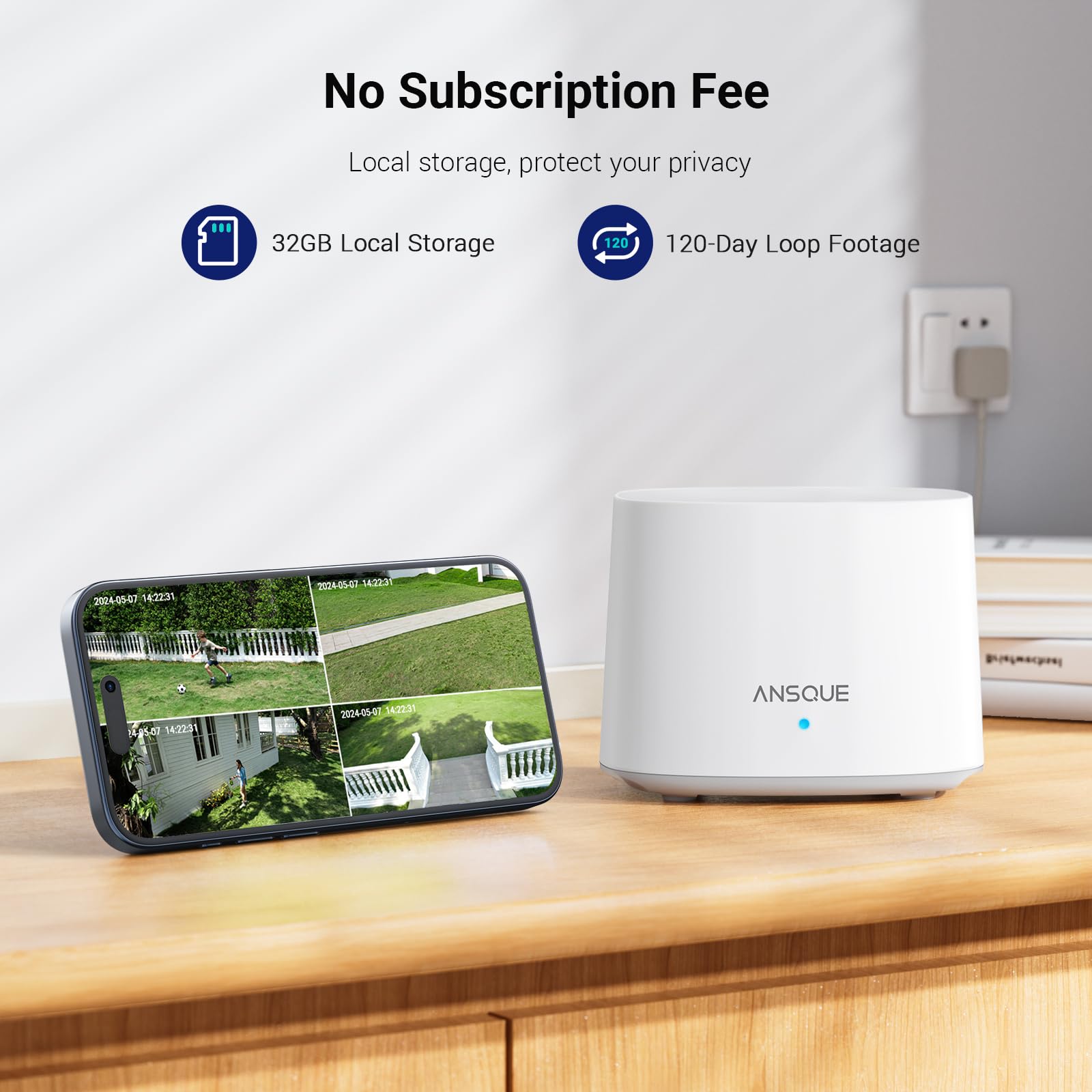 ANSQUE Security Cameras Wireless Outdoor, Solar Powered & 365-Day Battery Life Surveillance Camera for Home Security, 2K Color Night Vision, No Subscription, Local Storage, 5G & 2.4G Wi-Fi, 4 Cam Kit - 2