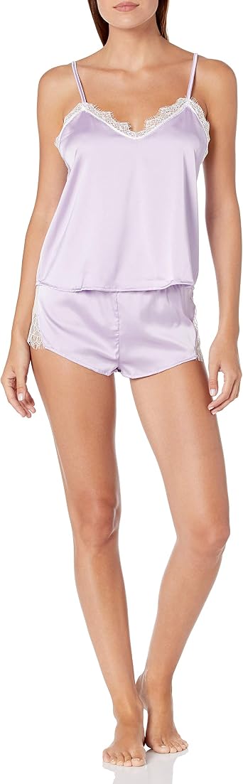 AS Roma womens Satin and Eyelash Lace Lounge Set