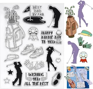 Sports Theme Pattern Clear Stamps Golf Shoes Gloves Hat Sunglasses Transparent Rubber Stamps for Scrapbooking Card Making Decoration Photo Card Album Crafting