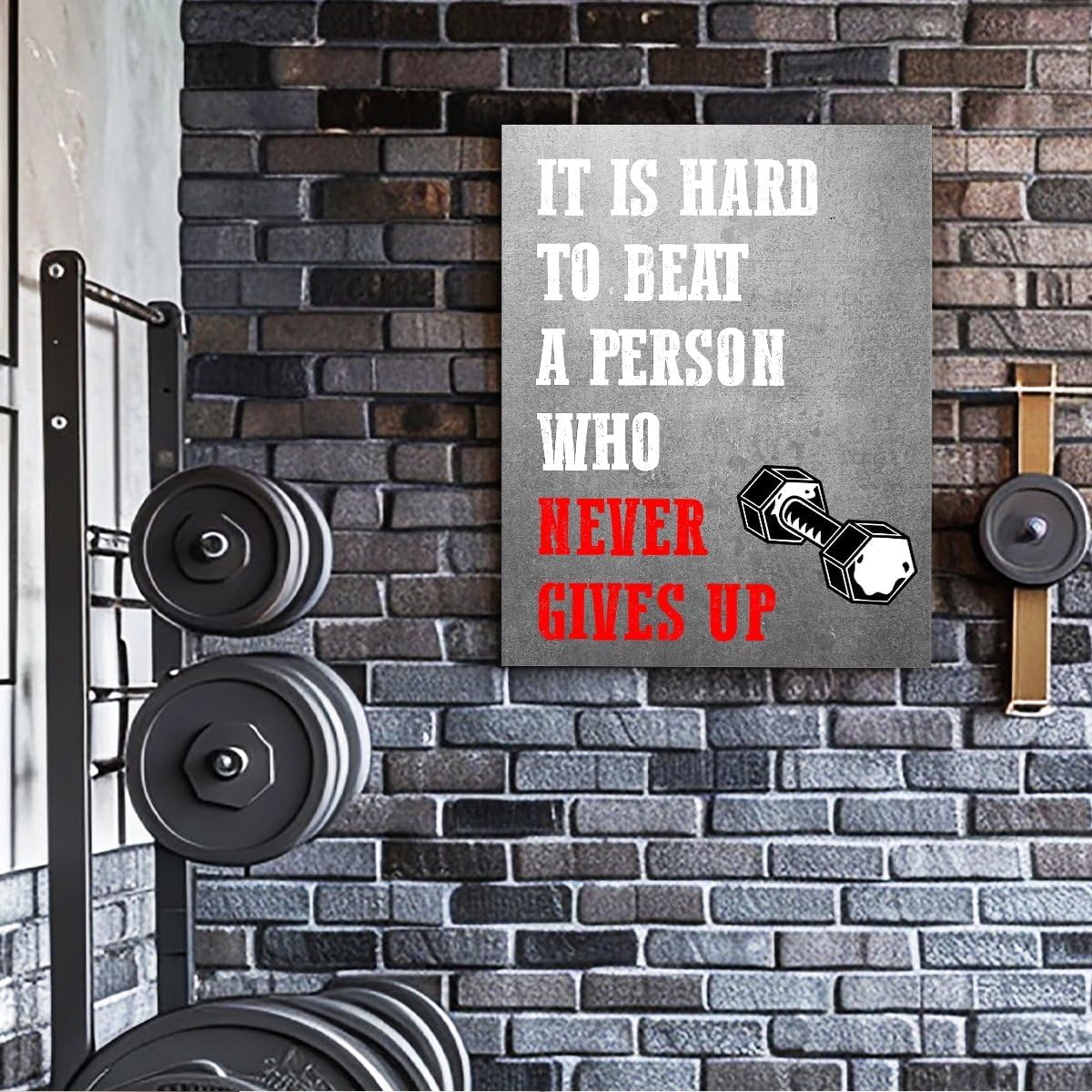 Gwisml Inspirational Gym Wall Decor,It'S Hard To Beat A Person Who Never Gives Up Wall Art Canvas Frame Paintings For Gym Sports Room Exercise Fitness Wall Art Decor - Image 5