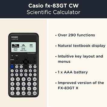 Casio FX-83GTCW Blue including a WYNGS protective case in Pink - Basic Set