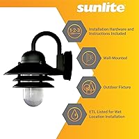 Vista 4 de Sunlite 41370-SU - Accesorio de pared para exteriores estilo náutico, base media (E26), policarbonato resistente a la intemperie, lente acrílica
