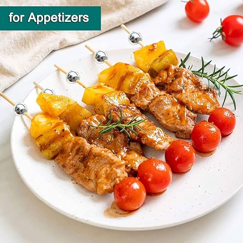 Miniatura 19 de Púas de cóctel, palillos de dientes de 4.7 pulgadas para aperitivos, palillos de cóctel de bambú para postres charcutería, palillos de dientes