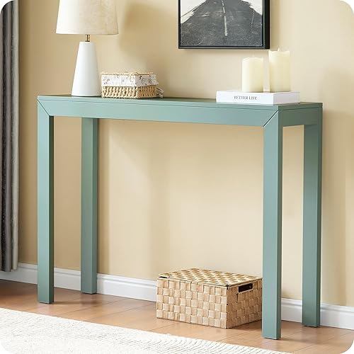 Vista 15 de Kings Brand Furniture Russel - Mesa consola moderna para entrada, detrás del sofá, pasillo, sala de estar, aguacate Palta,Caviar,Gris,Jengibre