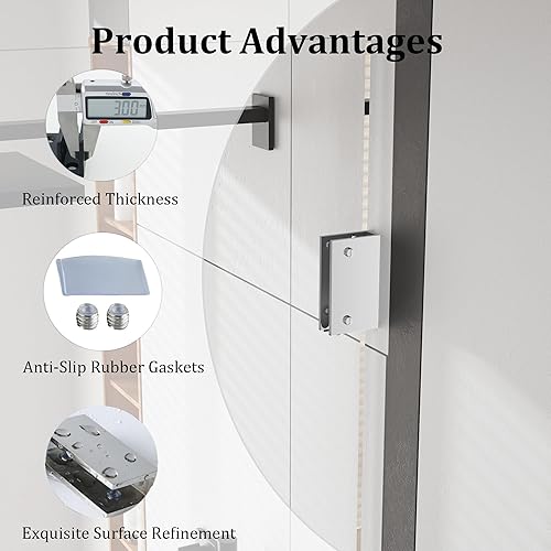 Miniatura 5 de Alise Soporte de estante de vidrio ajustable para ducha, soporte de abrazadera resistente para estantes de vidrio de 0.315-0.472 in, montaje en