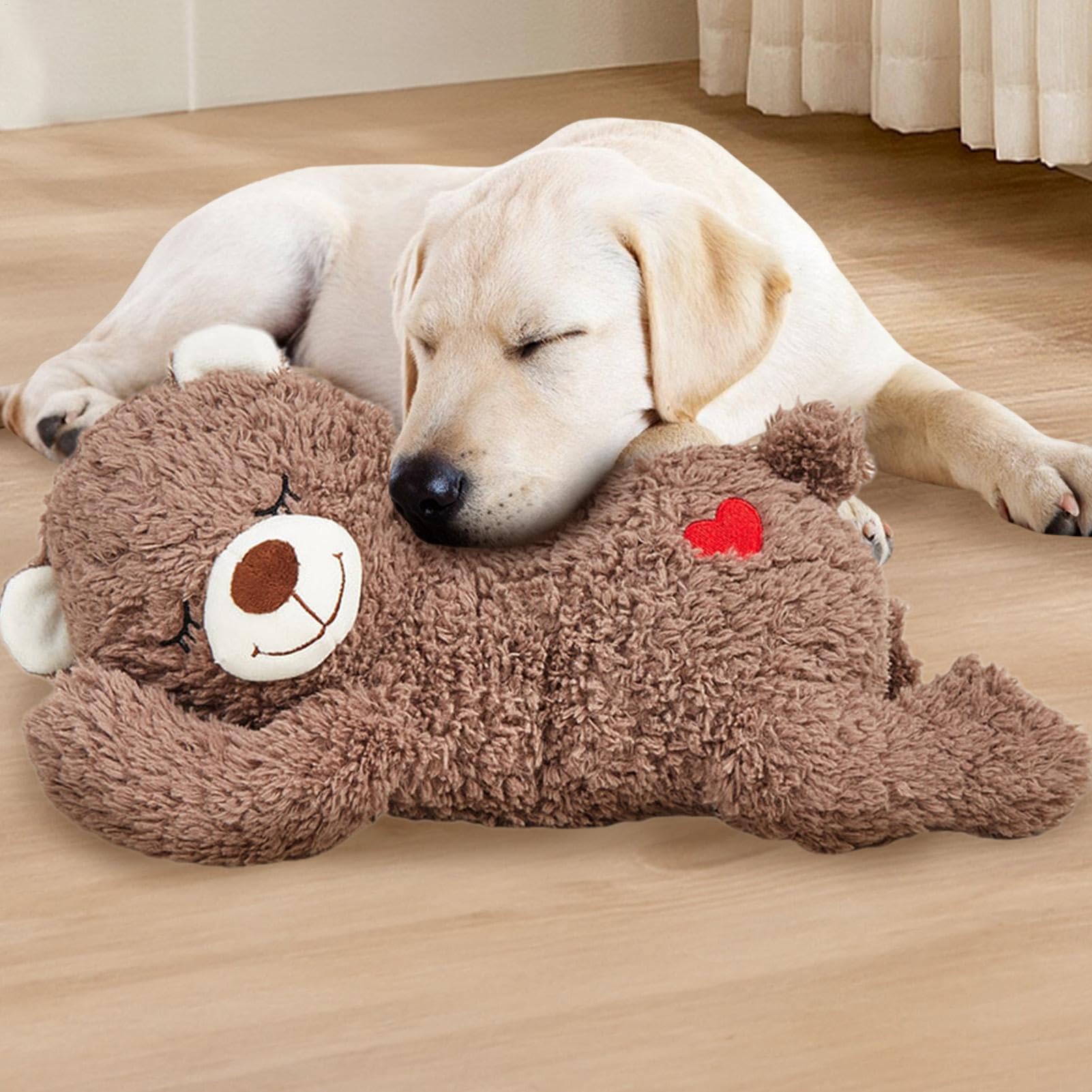 Giocattolo lenitivo per cani, giocattolo per cuccioli di battito cardiaco, sollievo per animali domestici e calmante, morbido peluche che dorme per animali domestici, peluche battito