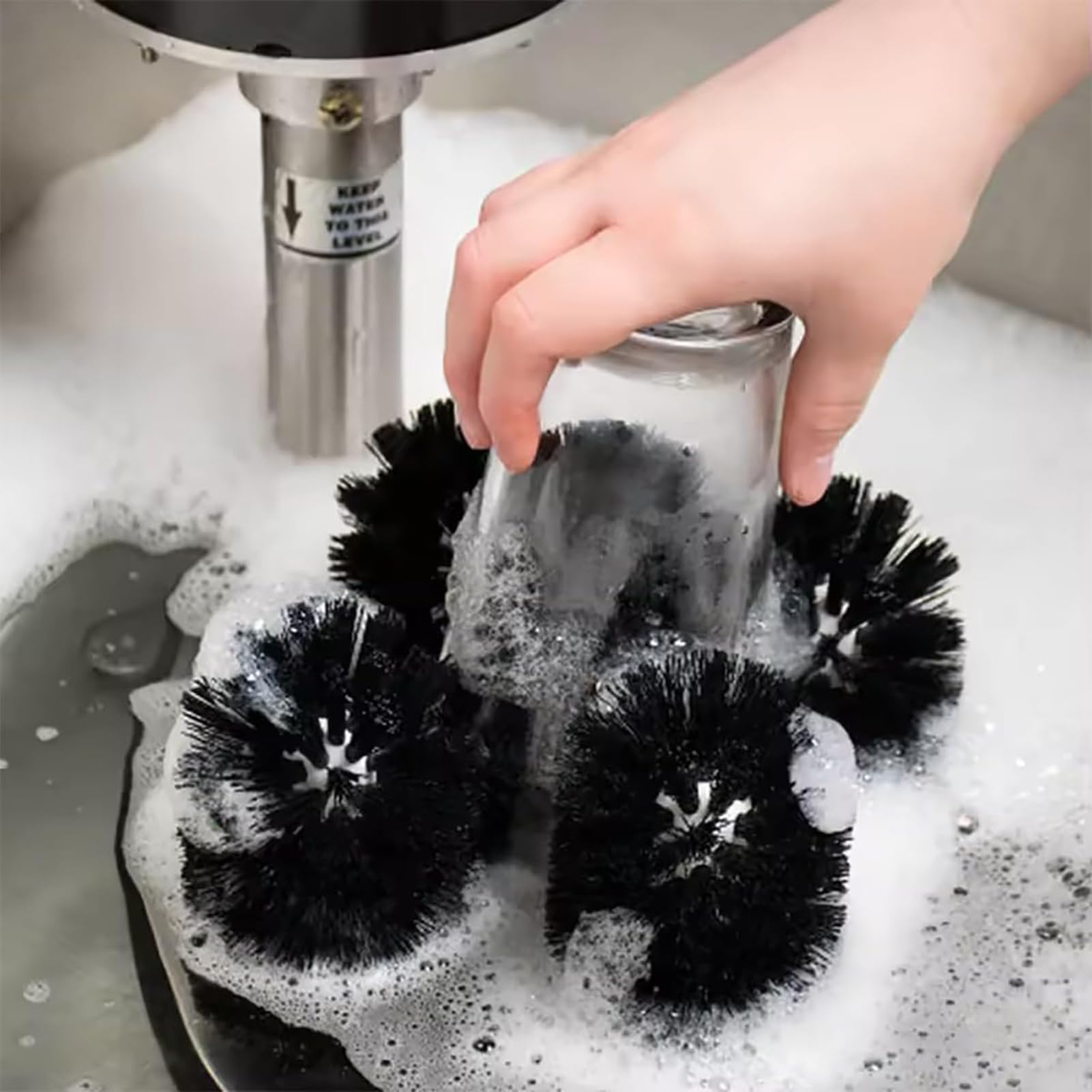 Lavadora de vidrio comercial, máquina pulidora de 5 cepillos, 1200 tazas por hora, silenciosa y resistente al agua para bares y restaurantes