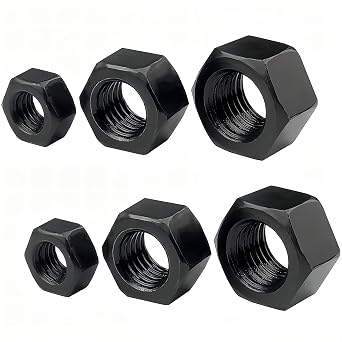 Qrity 20 Pieces Hexagon Nut, M5 Hex Nut, Hex Screw Cap, Black Steel Hex Nuts, Hex Full Nut for Bolts & Screws
