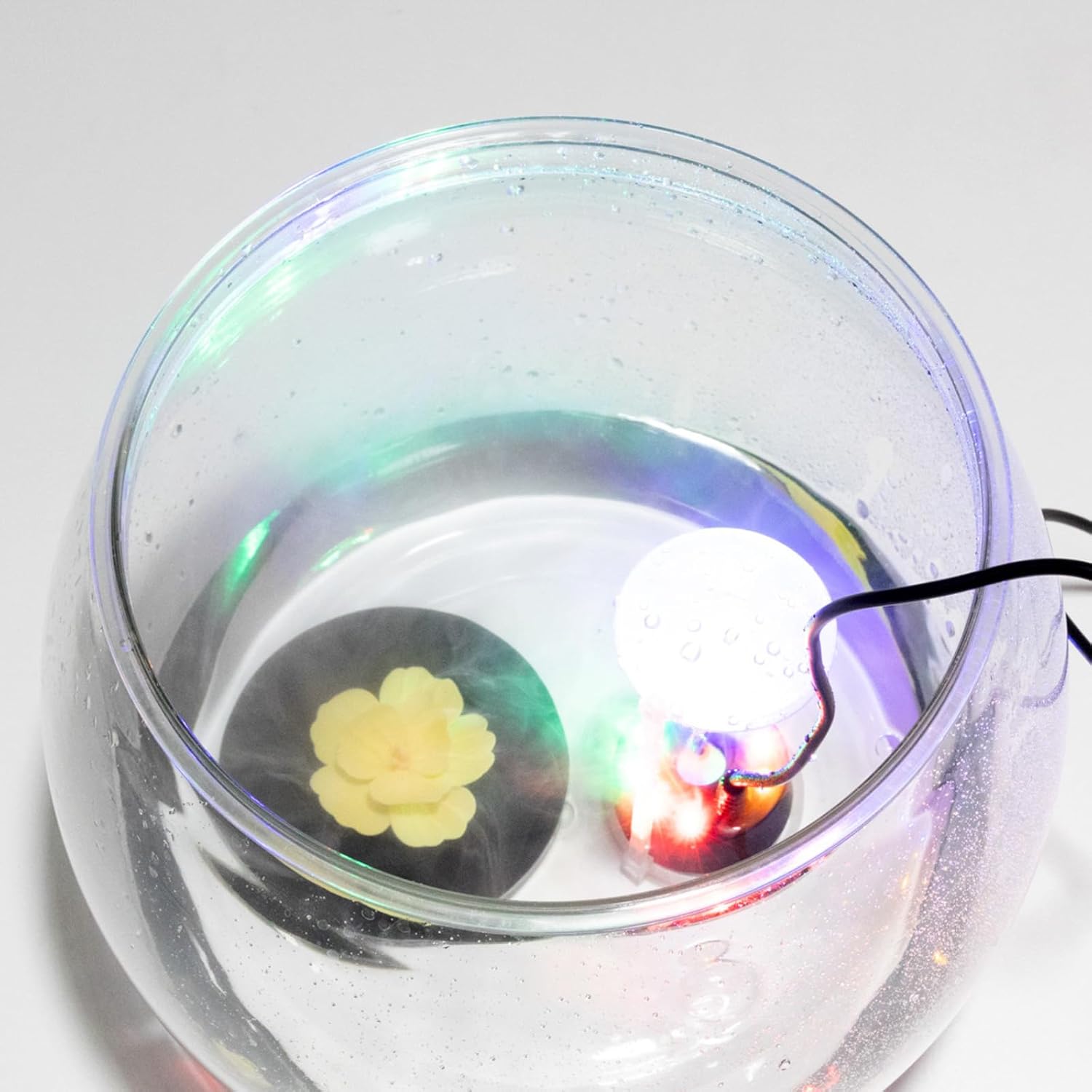 USB Mist Maker Fogger 8 LED Ultrasonic Cool Mist Fountain Humidifier for Halloween Christmas Indoor Party Decor Fish Tank Vase Birdbath with Splash Guard
