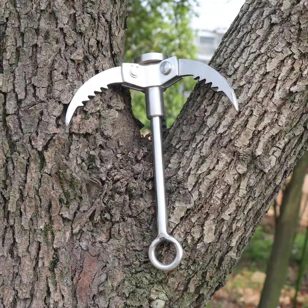 Edelstahl Kletterklaue,Greifhaken,Enterhaken Kletterhaken Wurfhaken 3 Klauen Edelstahl Klapphaken Outdoor Survival Edelstahl Kletterhaken Outdoor Camping Wandern Baumklettern