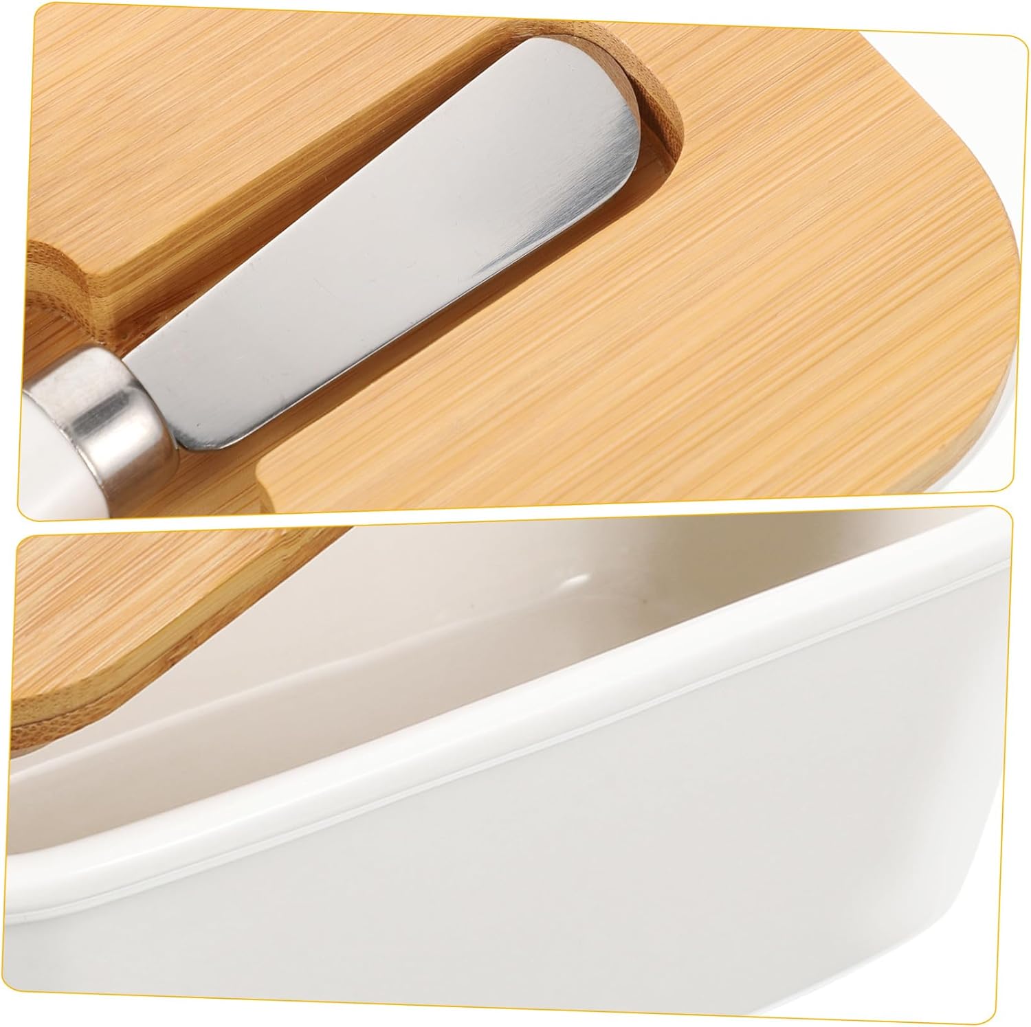 Ceramic Butter Storage Box with Cutter Sealed Butter Dish Container for Refrigerator Freshness Home Kitchen Use White Porcelain