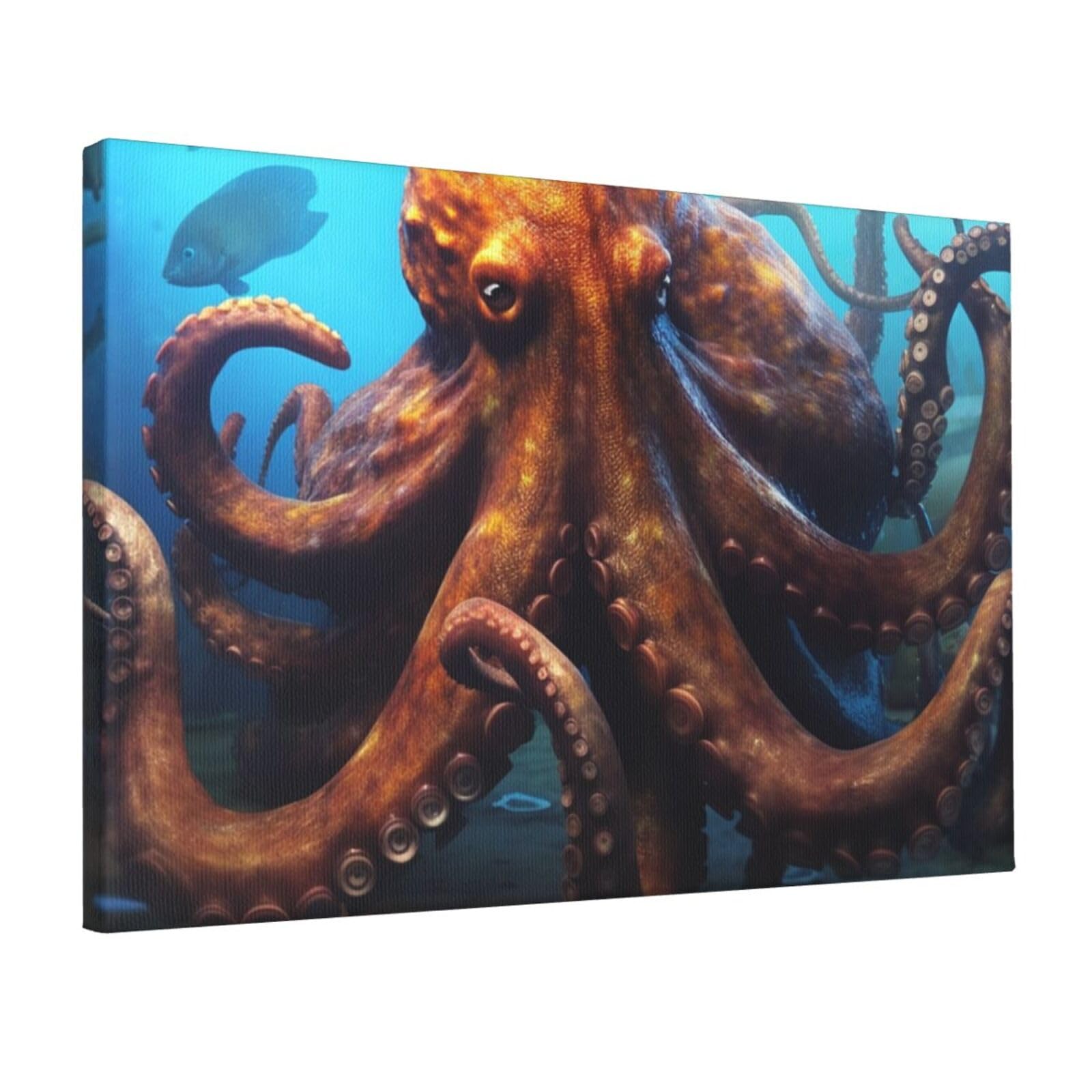 Canvas Wall Art for Living Room Wall Decor 12"x18" Modern Artwork Painting Pictures Hanging Canvas Prints Huge Octopus Aesthetic Wall Art for Bedroom Bathroom Office Wallart Decor