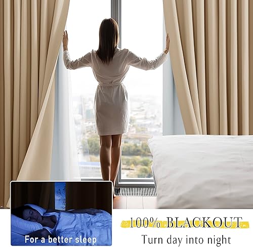 Miniatura 4 de NICETOWN Revestimientos de cortinas opacas, forros para cortinas, paneles de cortina con aislamiento térmico para cortinas largas con anillos