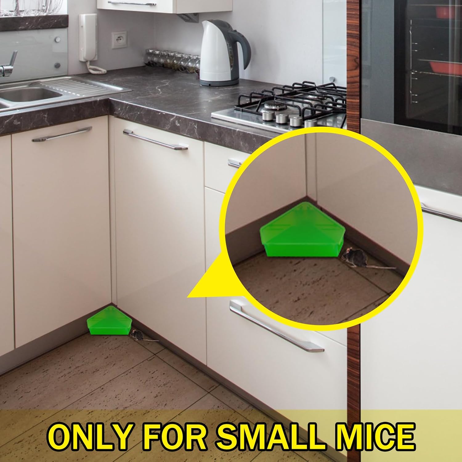 Qualirey 24 Pcs Mice Station with Key Triangle Mouse Station Lockable Reusable Bait Box, Enclosed Design for Indoor and Outdoor Use, Suitable for Small Mice (Translucent Green)