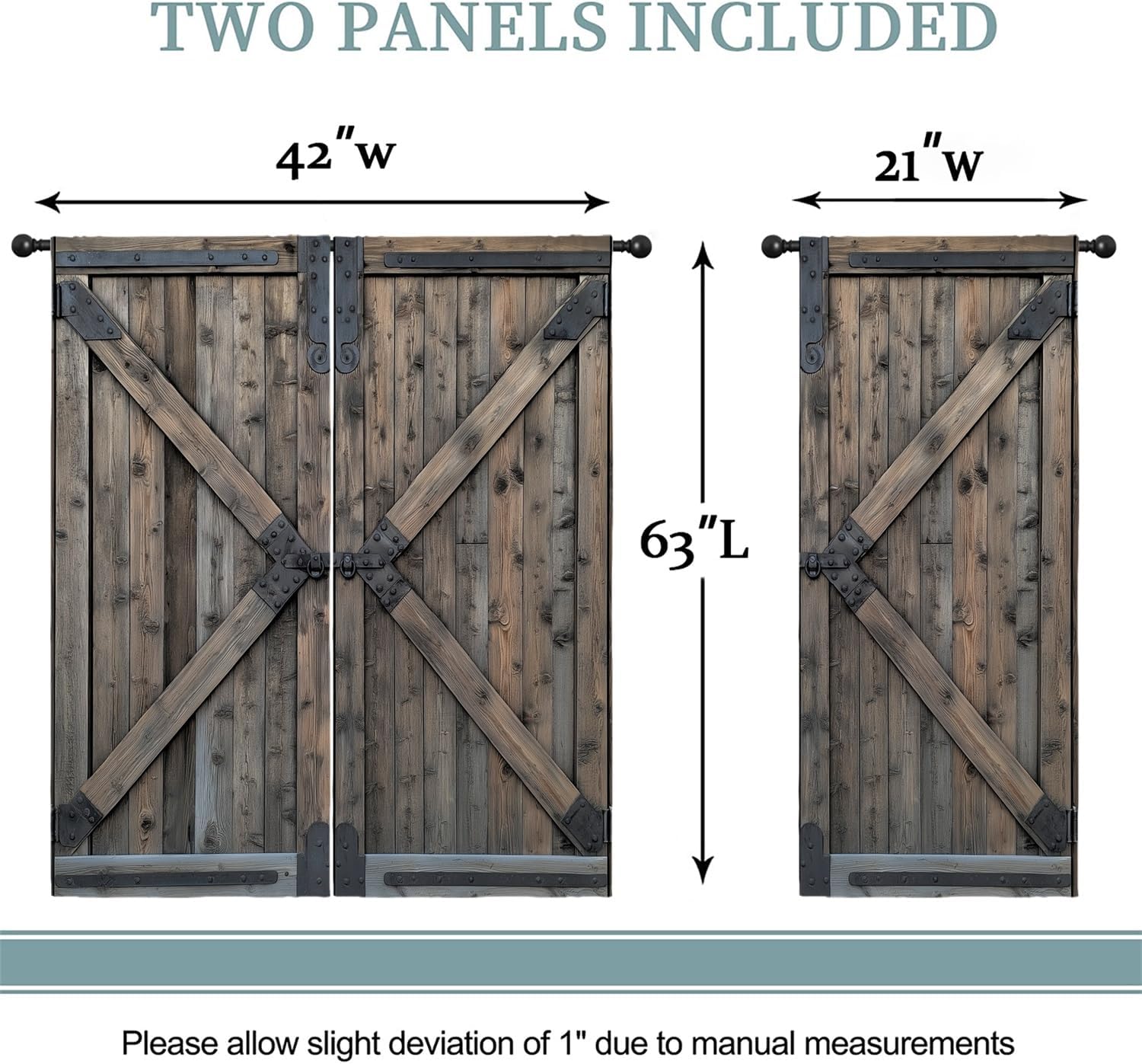 Barn Wooden Door Boy Girls Blackout Curtains,Western Country Farm Rustic Farmhouse Door Vintage, 2 Panel Rod Pocket Thermal Insulated Drapes for Bedroom, Living, Kids Teen Room Deco 42x63 inch