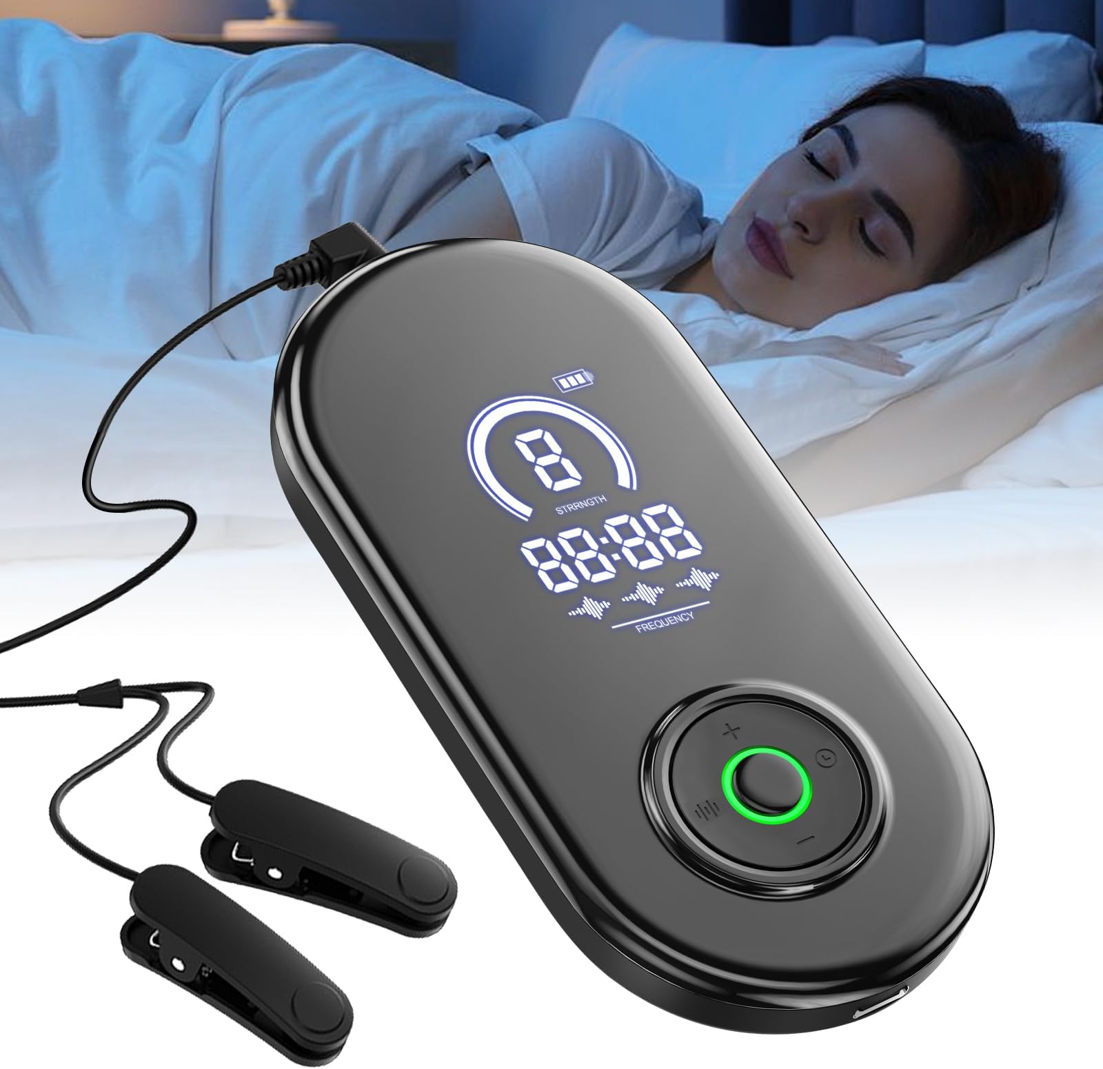 Advanced Sleep Aid Device with Ear Clips to Achieve Deep Restful Sleep