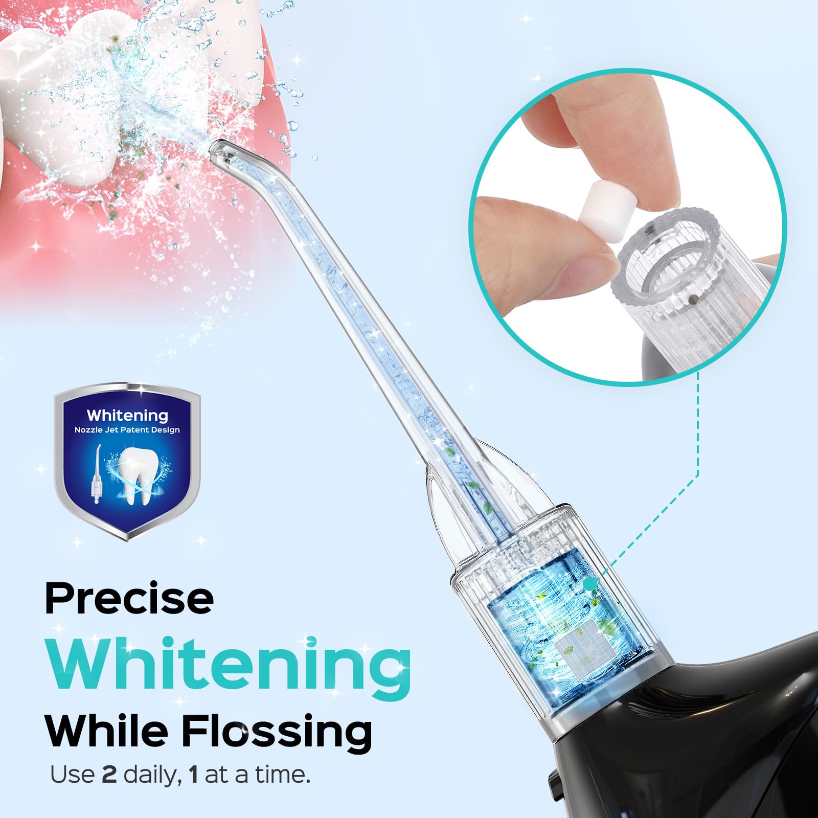 COSLUS Irrigador dental de agua blanqueador: irrigador bucal de agua portátil profesional, 300 ml, inalámbrico, para blanquear los dientes Pik IPX7, impermeable, eléctrico, de viaje, F5020E (30