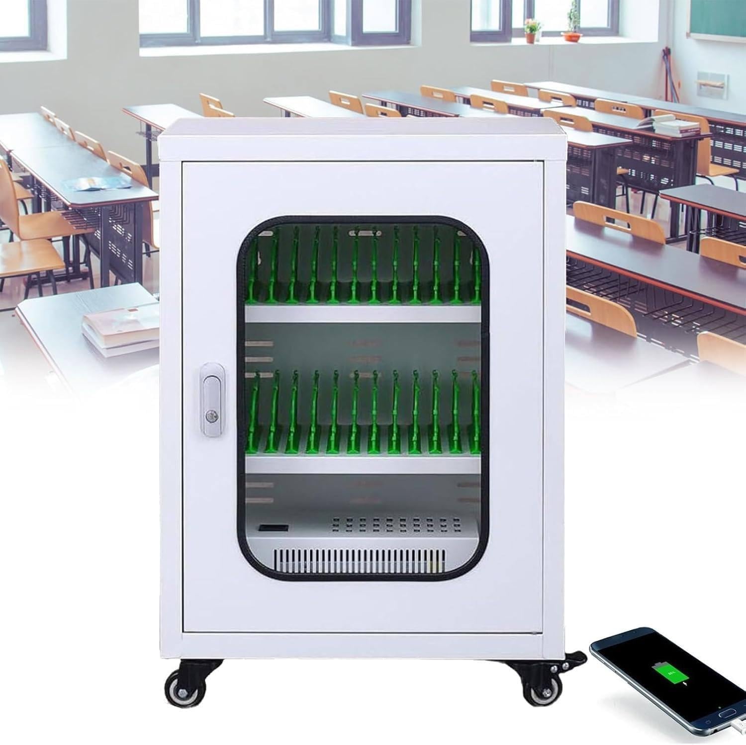 Lockable Mobile Phone Charging Station Lockers, Equipped with 6/12/20/30/40/50/60 Charging Slots, Suitable for Schools, Libraries, Classrooms and Conference Rooms. White 40Slots