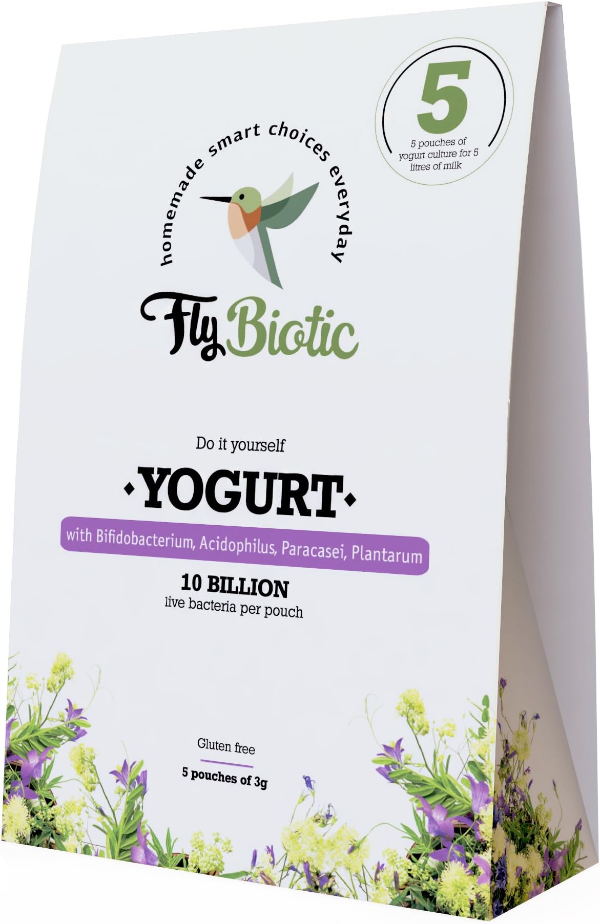 Flybiotic Living Freeze-Dried Yogurt Starter Culture - Pack of 5 pouches of 3g