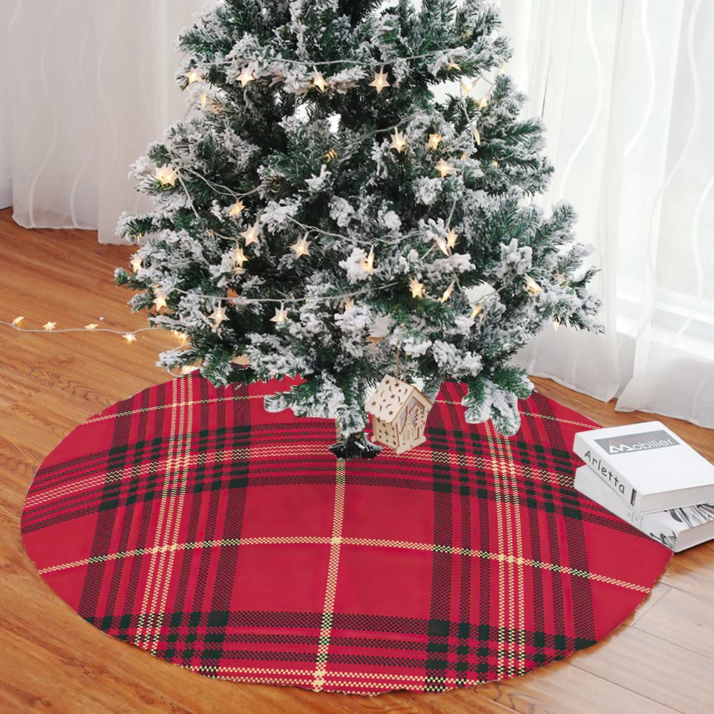 Chickwin Jupe de Sapin de Noel Decoration Noel Jupe pour Sapin, Tapis de Noel Cadeau de Noël Couverture Flocon de Neige Élan Père Noël + 1 Pièce Cadeau ( 90cm,Bonnets de Noël
