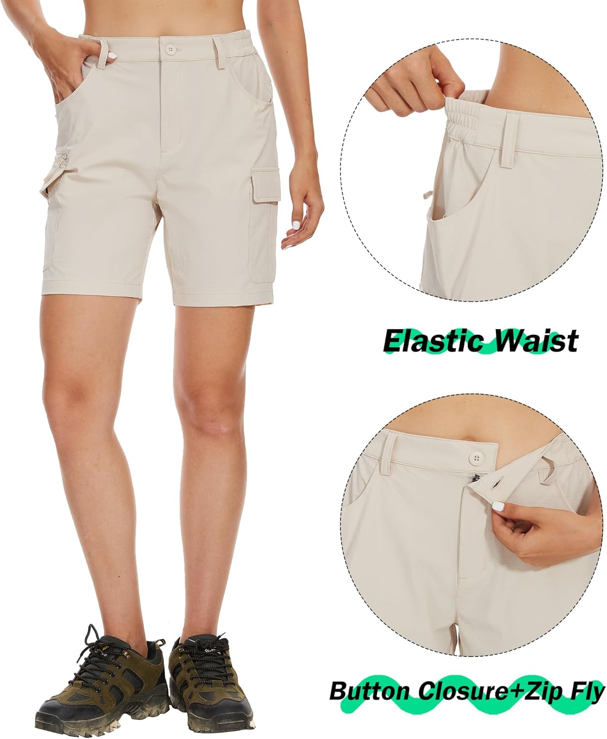 MAGCOMSEN Women's 7" Hiking Golf Shorts 6 Pockets Lightweight Quick Dry Outdoor Casual Cargo Shorts Water Resistant - Image 5