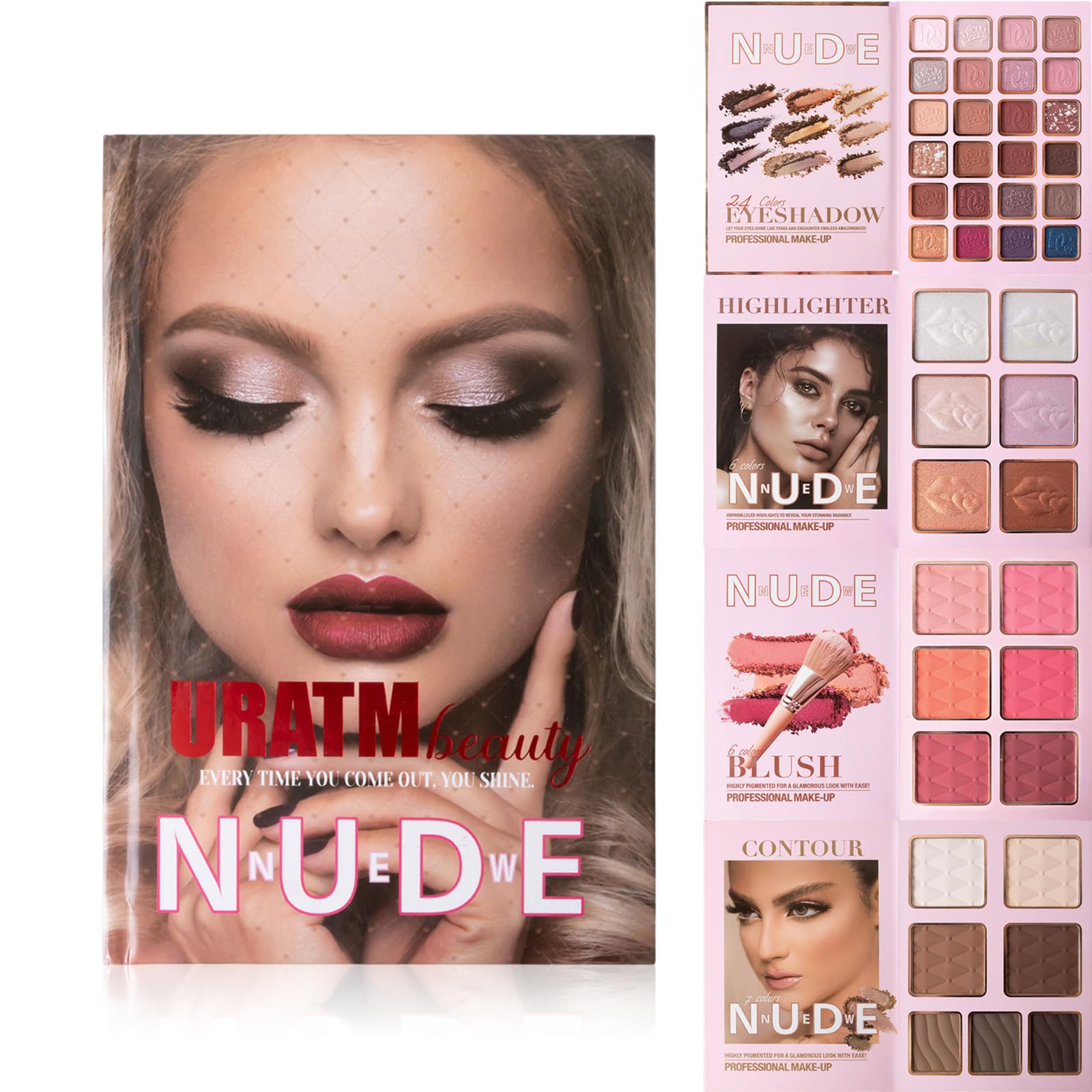 Kit Trucco Tutto in Uno Set Trucco Completo, Palette da 24 Ombretti, 6 Illuminanti, 6 Fard, 7 Contorni, Set Cosmetico Impermeabile a Lunga Durata e Facile da Applicare per un Look Perfetto