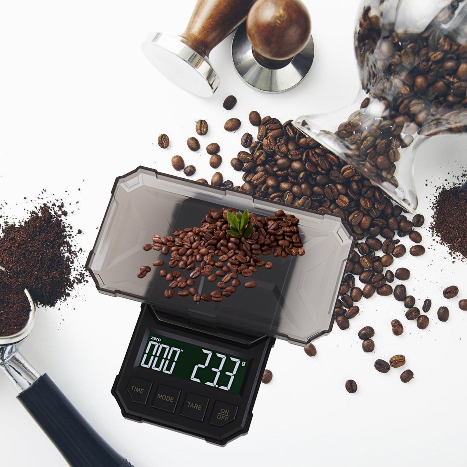 1kg/2kg Rechargeable Coffee Scale Pocket Kitchen Electronic Scale with Timer Backlit Tare Digital Display Espresso Scale