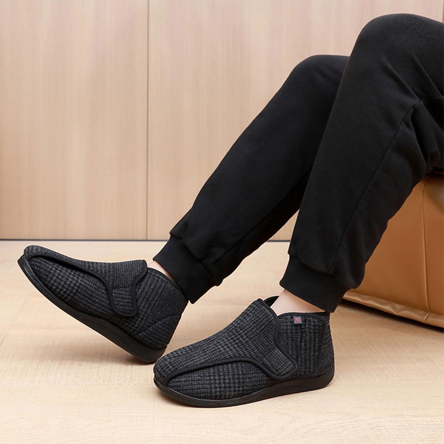 Generisch Diabetiker Schuhe Winterstiefel Herren Damen Extra Weit Hausschuhe Warme Plüsch Gefüttert für Geschwollene Füße Winter Verbandschuh Klettschuhe Ödem mit Klettverschluss Verstellbare Breite