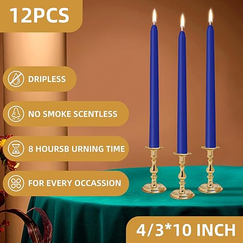 Miniatura 85 de Paquete de 4 velas cónicas naranjas de 10 pulgadas, sin goteo, sin humo y sin perfume, 8 horas de combustión, ideales para bodas, cenas y decoración