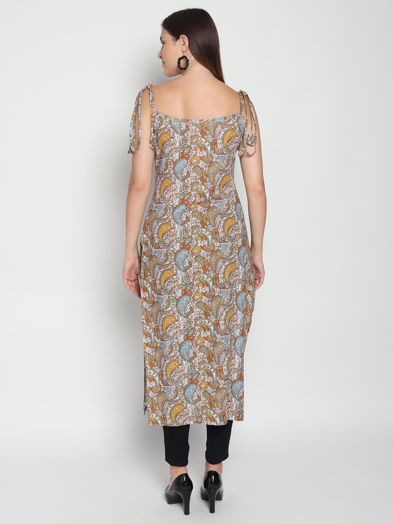 Patlani Women's Crepe Full Stitched Kurti. Brown